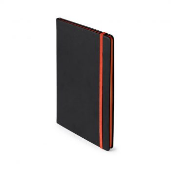 Taccuino nero con elastico arancio
