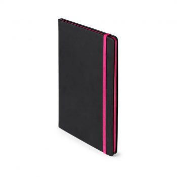 Taccuino nero con elastico rosa