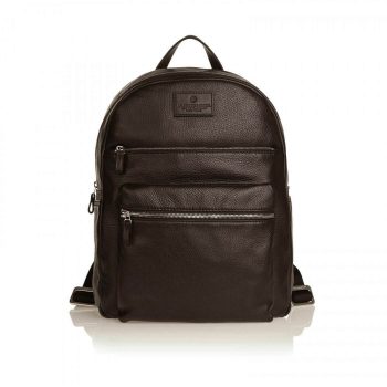 EXVERMONT - Zaino Vermont Medio Porta PC 14 in pelle marrone fronte