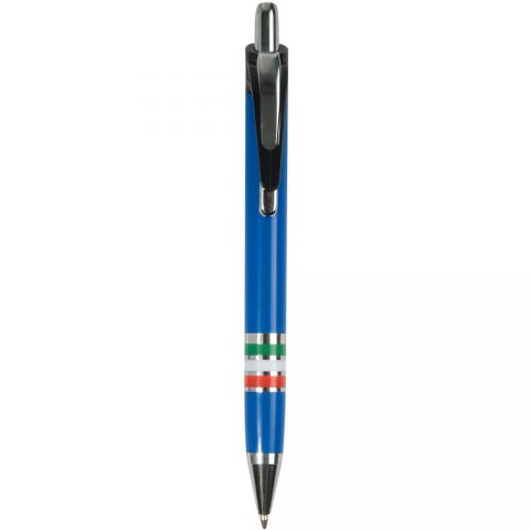 Penna a scatto con impugnatura tricolore Italia blu