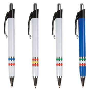 Penna a scatto con impugnatura tricolore lato